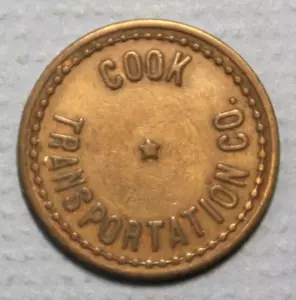 Logan Utah Cook Transportation Co. Good for One Fare Brass 23mm Round Token - Bild 1 von 2