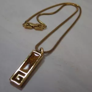 GIVENCHY Vintage Necklace 1977 Pendant Bar Gold Tone L-46cm - Picture 1 of 10