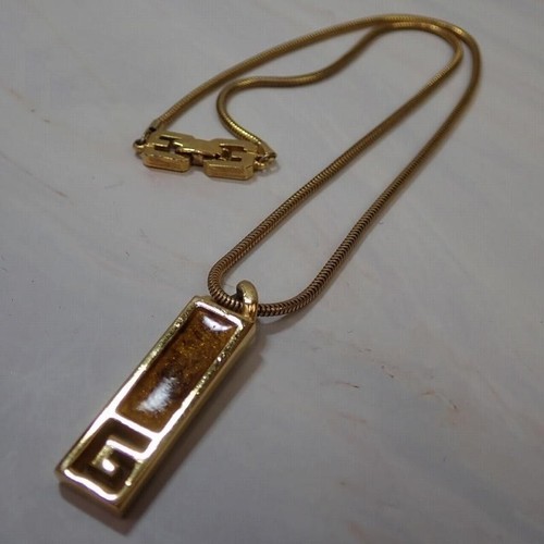 GIVENCHY Collana Vintage 1977 Ciondolo Barra Tono Oro L 46cm
