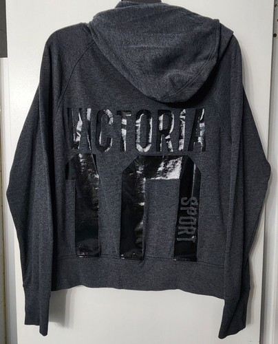 UNDERCOVER Felpa con cappuccio Victoria Secret VSX donna media crop antracite leggera