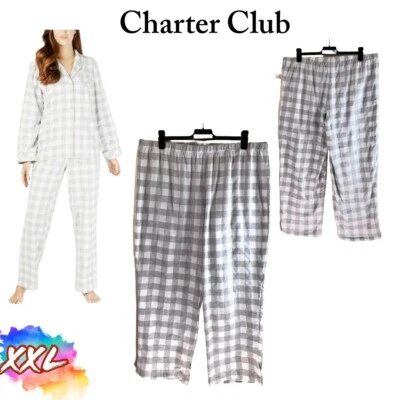 Pantalones de pijama Charter Club XXL de franela de algodón a cuadros 100069427 nuevos con etiquetas (solo pantalones) Foto 1 de 4