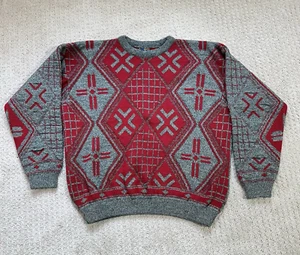 VINTAGE Coogi Sweater Men Large Wool Knit Pullover Hip Hop Rap Argyle 90s Biggie - Picture 1 of 6