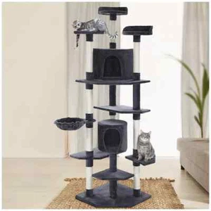 i.Pet Cat Tree Cat Scratching Post Scratcher Tower House Climbing Jumping Grey - Picture 1 of 2