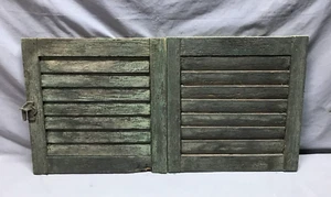 Small Pair 16" SQ.  Antique House Window Wood Louvered Shutters VTG  86-25B - Picture 1 of 13