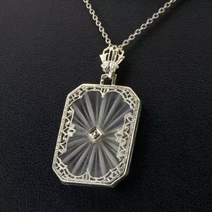 Art Deco Anhänger aus 585er Weißgold mit Brillant - Bild 1 von 6