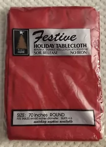 Trim A Home 70” Round Red Tablecloth Christmas Valentines Day 4th Of July New - Picture 1 of 6
