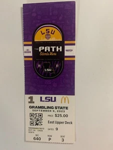 ESTADO DE LUISIANA -LSU vs GRAMBLING STATE, TALÓN DE BOLETO DEL 9 DE SEPTIEMBRE DE 2023 - Imagen 1 de 1