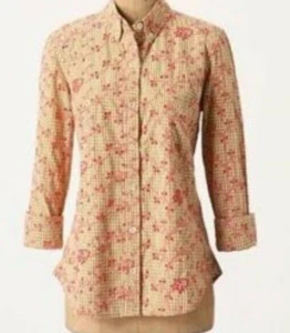 ¡Nuevo! 2 Blusa Camisa Anthropologie Rosa Odille "Ojales Bordados Buttondown" - Imagen 1 de 7