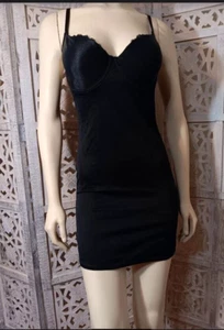 Vintage Sears Black Firm Control Body Shaper Slip with Lace Trim Bust Size 36C - Bild 1 von 6