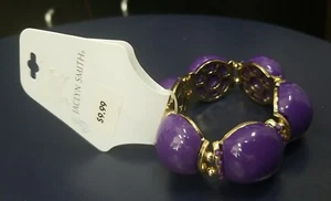 Jaclyn Smith Fashion Jewelry Bracelet Purple & Gold Adjustable Fit- NEW - Picture 1 of 3
