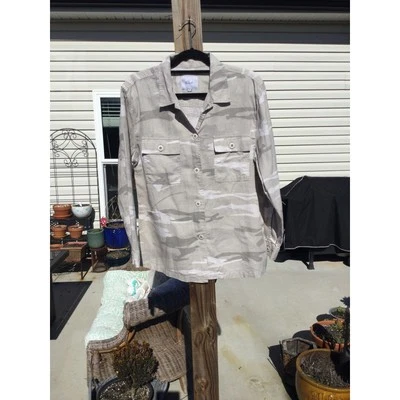 Rails 女式亚麻衬衫小号沙漠迷彩埃弗雷特迷彩沙滩学院风 — 第 1/4 张图片