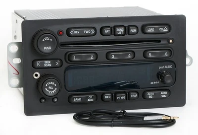 Chevy GMC Truck 03-05 Radio AM FM 6 Disc CD w Aux Input on Face & Cable 10357886 — 第 1/4 张图片