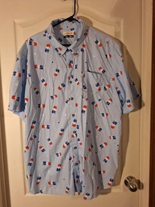 Magellan Mens 2XL Blue With Popsicle Angler Classic Button Up Short Sleeve Shirt - Picture 1 of 4
