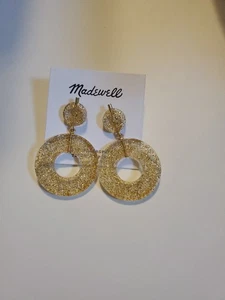 Madewell Gold Glitter Circle Statement Earrings. New - Picture 1 of 5
