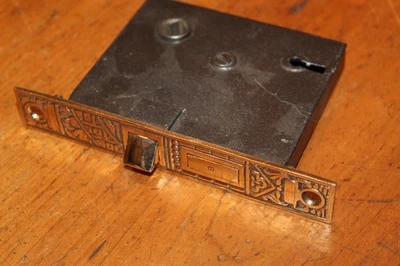 Victorian Antique Bronze Face Corbin Ceylon Mortise Matches B-11400 C:1895 R-93 - Image 1 of 4