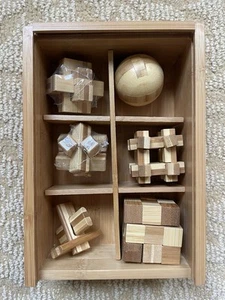 Marbles The Brain Store Geek Box Wooden Puzzle 6 Piece Set (Rubiks Cube) - Picture 1 of 9