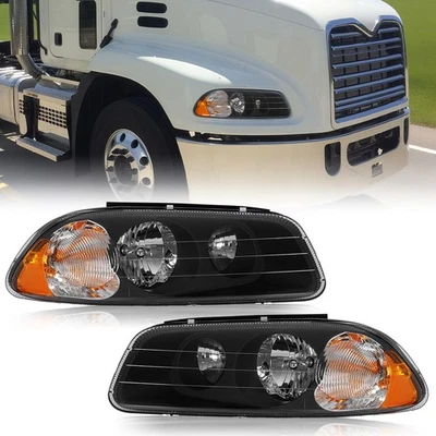 For Mack CX CXN CXU 1998-18 GU4 GU5 GU7 GU8 2008-18 Black Headlights Headlamps - Image 1 of 4