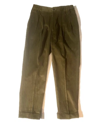 Nuevo Pantalón NATALINO Para Hombres Marrón Oliva Algodón Pana Plisado Talla 33 EE. UU. 50 It Italia Foto 1 de 4