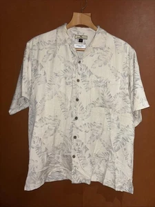 Tommy Bahama Mens L Silk Short Sleeve Shirt Light Faded Blue Aloha Floral Print - Picture 1 of 9