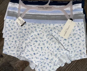 Laura Ashley Womens Boyshort Underwear Panties 5-Pair Cotton Blend (A) ~ M - Picture 1 of 6