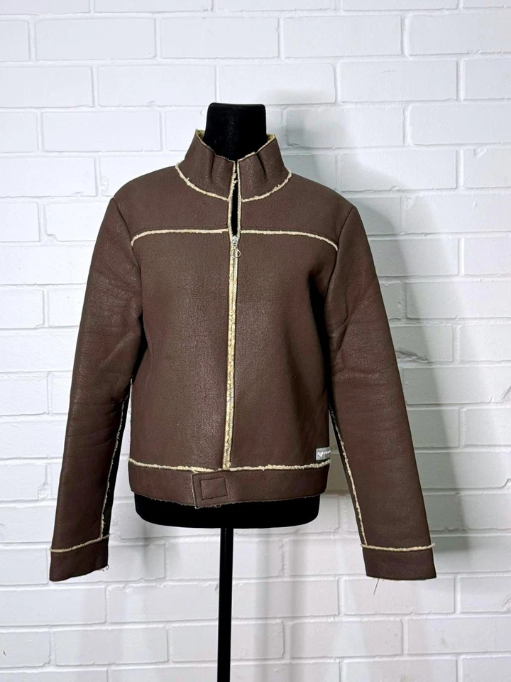 ¡Chaqueta de motociclista ultra rara vintage Y2K 'Roxy Life' de Quiksilver imitación piel de oveja! Foto 1 de 4