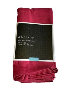 NEW Set of 4 Target Home Red Cloth Napkins 20 x 20” Textured Cotton Polyester - Picture 1 of 4
