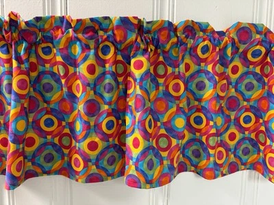 Cenefa de ventana círculos geométricos panel de cortina cortinas de cocina decoración del hogar Foto 1 de 4