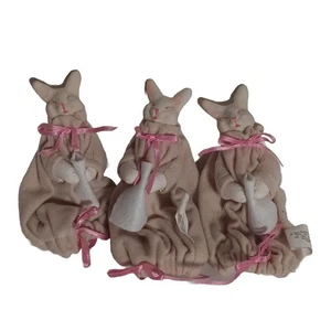 Menge 3 Overly Raker Fingerpuppe Keramik Gesicht Hase Kaninchen Beutel  - Bild 1 von 10