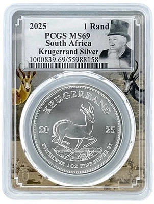 2025 South Africa 1oz Silver Krugerrand PCGS MS69 - Kruger Picture Frame - Image 1 of 2