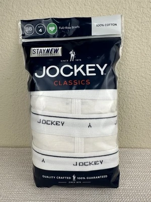 Jockey Mens Full-Rise Briefs 38 100% Cotton QTY 4 Classics Stay New Tech - Image 1 of 2