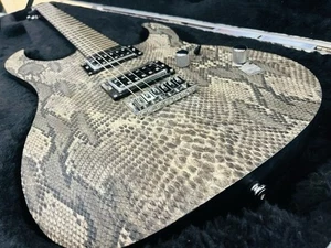 Electric Guitar Spear Gladius Hard Tail Snake Bite Artificial Python Skin Top - Picture 1 of 10