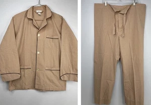 Vintage Christian Dior Herren Pyjama Set Gr. Large Orange Kariert Langarm Kordelzug - Bild 1 von 13