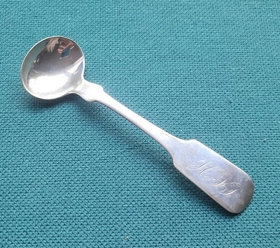 Moneda americana temprana cuchara de sal de plata J.H. Lockwood Albany NY c.1815 Foto 1 de 4