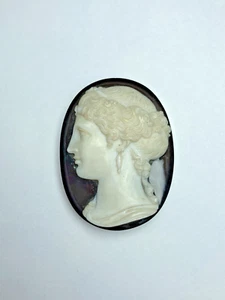 Camée Agate Portrait Profil Femme XIXème siècle 41 x 31 mm / 21.56 grammes TBE - Picture 1 of 16