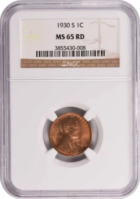 1930-S Lincoln Cent MS65RD NGC - Image 1 of 2