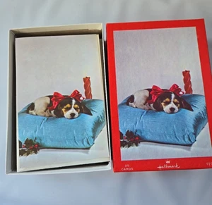 Vintage Set of 22 Greeting Cards Christmas Dog Hallmark 1960s Beagle - Picture 1 of 6