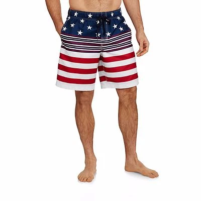 Pantalones cortos de natación para hombre bandera americana estrellas rayas rojo blanco y azul Foto 1 de 3