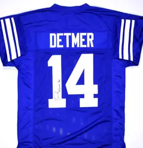 Jersey Ty Detmer Autografiado Azul Estilo Universitario con Heisman-Holograma Beckett *Negro - Imagen 1 de 5