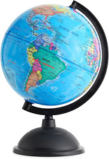 Rotating World Globe with Stand for Kids Learning, 8-Inch Spinning Earth Globe f