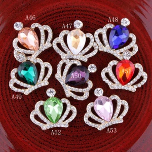 120pcs Bling Glitter Metal Crown/Tiara Rhinestone Buttons Alloy Crystal Flatback - Picture 1 of 3