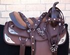 Western Horse Saddle Used Brown Synthetic Trail Barrel Racing Tack 15 16 17 18