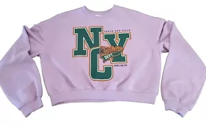 H&M Purple Crop Sweat Shirt NYC Athletic Dept. Track & Field Size 20 - Picture 1 of 5