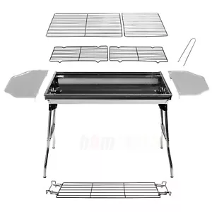 72 x 33cm Foldable Stainless Steel Outdoor Barbecue Rack Garden Party Outing BBQ - Picture 1 of 9