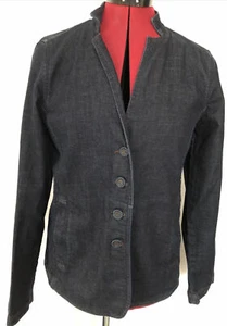 Eileen Fisher Organic Cotton Sz XS Dark Denim Stand Up Collar Jean Jacket-324 - Picture 1 of 8