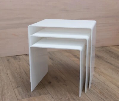 Acrylic Nest of 3 Tables - 6mm SOLID WHITE Acrylic Bedside tables, coffee tables - Image 1 of 3