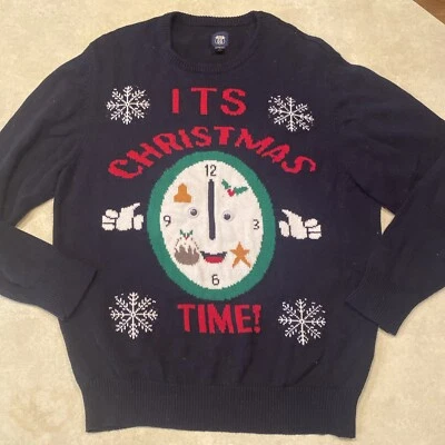 Suéter Feo Navidad It’s Christmas Time Reloj Cara Talla XL Foto 1 de 4