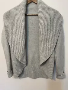 Vince Wool Cashmere Silk Gray Shawl Collar Open Front Cardigan Sweater Sz M - Picture 1 of 8