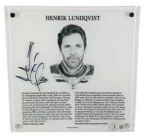 Placa del Salón de la Fama del Hockey de la NHL firmada por Henrik Lundqvist Salón de la Fama 2023 súper rara + BAS - Imagen 1 de 3