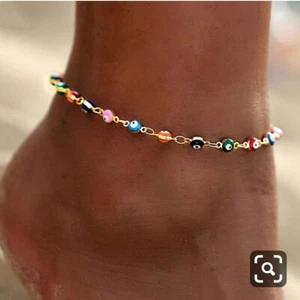 Natural Gemstone Ankle Bracelet Anklet Crystal Beaded Reiki Universal Healing - Picture 1 of 3