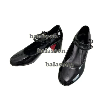leather round-headed thick heel Mary Jane shoes women's fashion comfortable shoe - Image 1 of 4